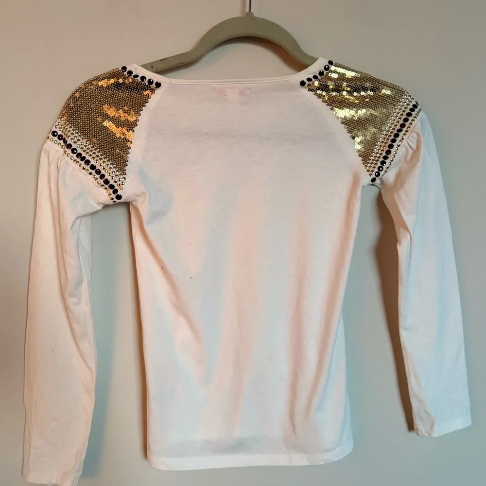 Ruby & Bloom Girls Embellished White Long Sleeve Top | Size S (7–8)
